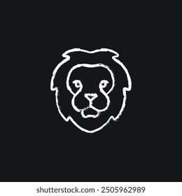 Lion chalk icon. Vector isolated black illustration.