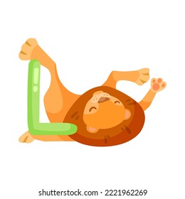 Lion character with alphabet letter l vector illustration. Cute comic animal with ABC for preschool children book isolated on white background. Education concept