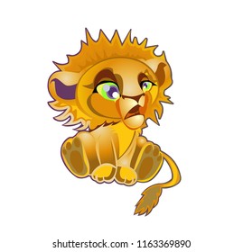 Lion character cartoon vector illustration isolated on white background