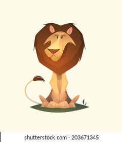 Lion Character. Cartoon Vector Illustration.