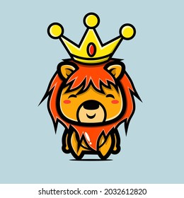 lion character with crown. chibi designs