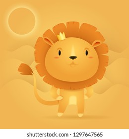 lion character on a desert background