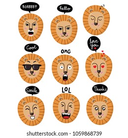 Lion characters with bubble speech vector.