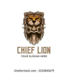Lion Chief Head Logo Vector Mascot template