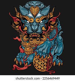 Lion of China Vector Illustration