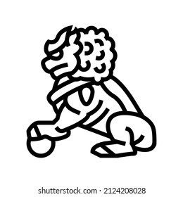 lion chinese horoscope animal line icon vector. lion chinese horoscope animal sign. isolated contour symbol black illustration