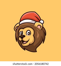 Lion Christmas Creative Cartoon Character Mascot Logo