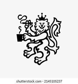 Lion, Cigarettes and Coffee vector symbol design