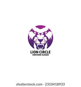 lion circle logo design gradient line icon