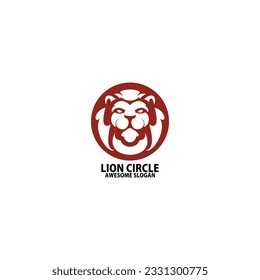 lion circle logo design line color
