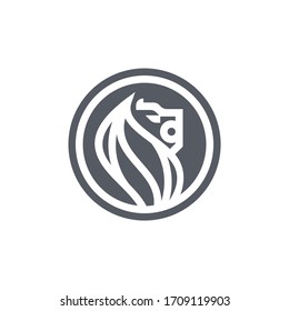 lion and circle vector with a minimalist modern concept