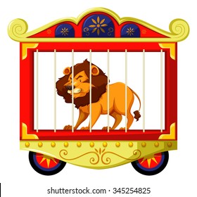 Lion In Circus Cage Illustration