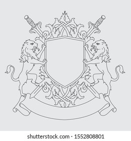 Lion coat of Arms, crown hand drawn