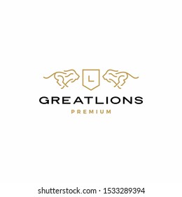lion coat of arms logo vector icon illustration	