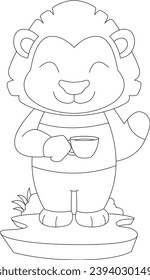 Ilustración de arte gráfico de la Copa de Café de León de Vector Animal