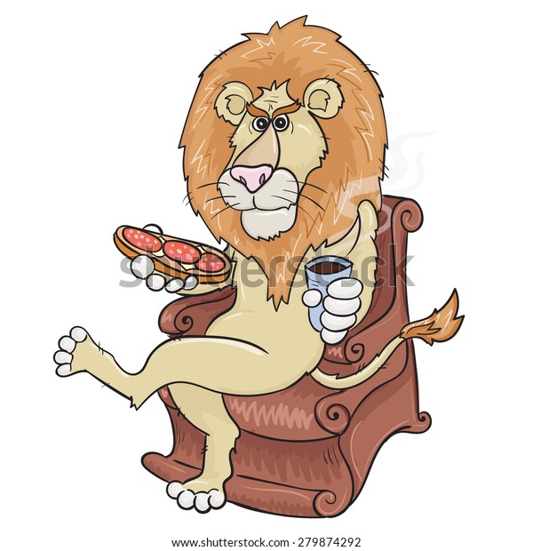 Lion Coffee Vector Illustration Stock Vector Royalty Free
