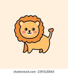 Lion color element. Hand drawn animals. Cartoon characters set. Isolated vector illustration.