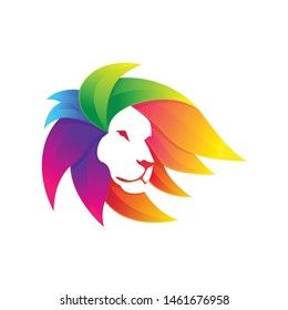 lion color full modern icon logo