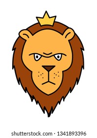 Lion color logo template vector icon - Vektorgrafik. Lion illustration with evil face expression.