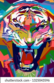 lion in color pop art style