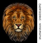 Lion. Color, realistic  portrait of a lion