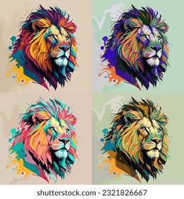 Lion colorful art graphic illustration