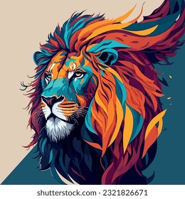 Lion colorful art graphic illustration