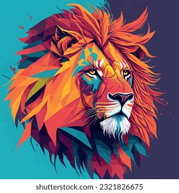 Lion colorful art graphic illustration