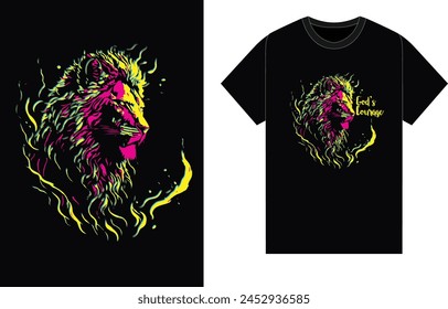 Lion colorful vector t-shirt vibrant freedom abstract illustration