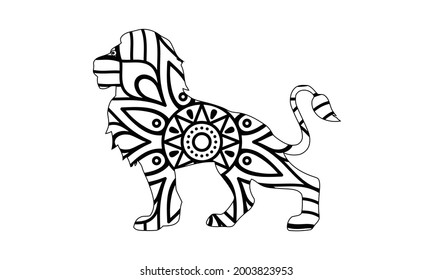 
lion coloring book for adult.mandala animal coloring page