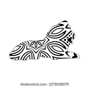 Lion coloring book for adults  kids editable vector illustration.
