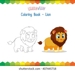 Lion coloring book educational game