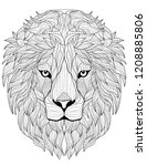 lion coloring book page for adults