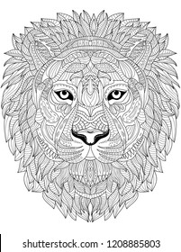 lion coloring book page for adults