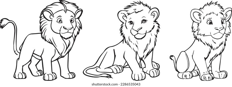 Lion coloring book page illustration. Ready to use, vector file, ready to print, easy to edit. Animals coloring page or coloring book. Lion coloring book page illustration. Ready to use, vector file, 