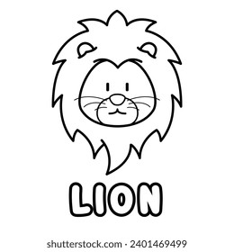 Lion coloring book. Coloring page for kids.