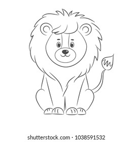 Lion for coloring book.Isolated on white background.Line art design.Vector illustration