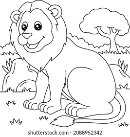 Lion Coloring Page Kids Stock Vector (Royalty Free) 2088952342 ...