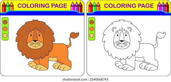 Lion Coloring Page for Kids.easy coloring