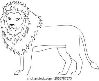 Lion Coloring Page Vector Art Illustration Stock Vector (Royalty Free ...