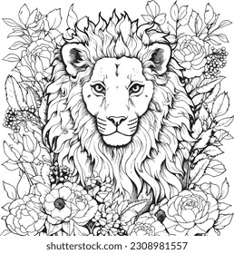 LION COLORING PAGES  FOR KIDS AND ADULTS