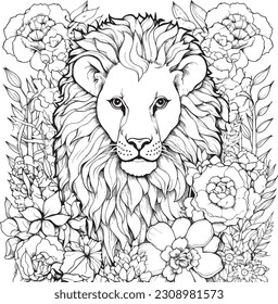 LION COLORING PAGES  FOR KIDS AND ADULTS