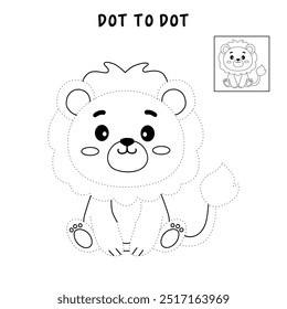 Lion coloring pages for kids. Trace and color lion. Coloring page outline of lion. Lion tracing worksheet. Kindergarten and preschool activity.