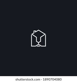 lion combination house simple logo design vector illustration