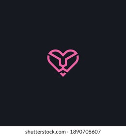 lion combination symbol of love simple logo design vector illustration