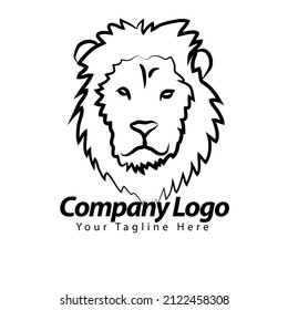 Lion company hand drawn logo illustration template, animals, face, sketch, element, drawing, head, flat, mammal, shape, tattoo, natural, mascot, sign, wild, black, emblem, line,