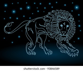 lion constellation - vector illustration