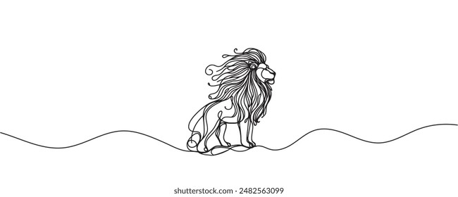 A lion. Continuous single line drawing. Vector illustration