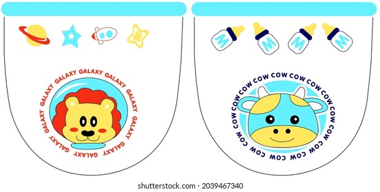 lion cow mittens baby cartoon cute illustration vector silkscreen animal
