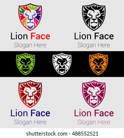 Lion Crest head - vector logo template creative illustration. Lion face graphic sign. Pride, strong, power concept symbol. Design element. 